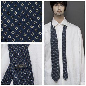 Brioni Men's Navy Geometric Silk Necktie VGC